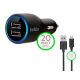 CARGADOR AUTO UNIVERSAL 2USB + CABLE IPHONE  BLACK BELKIN (10W - 2,1A)