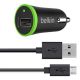 CARGADOR AUTO UNIVERSAL + CABLE MICROUSB BLACK BELKIN (10W - 2,1A)